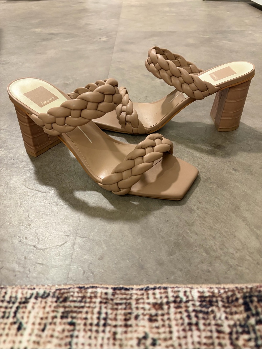 Dolce Vita Braided Double-Strap Block Heel Sandal - Tan